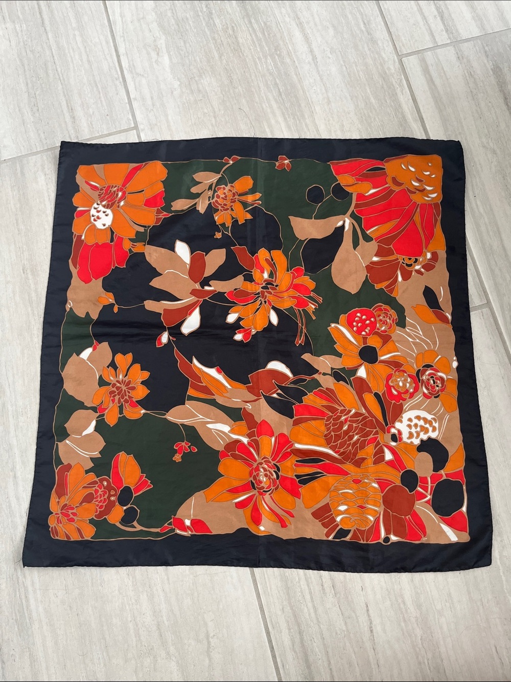 Black floral scarf